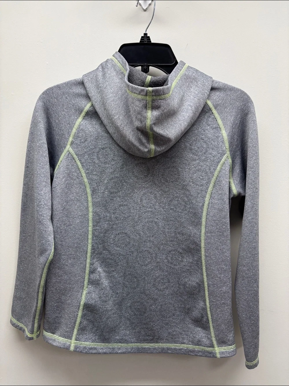 THE NORTH FACE Seashore Fleece Hoodie Full Zip Girls L 14/16 Gray Lime Green